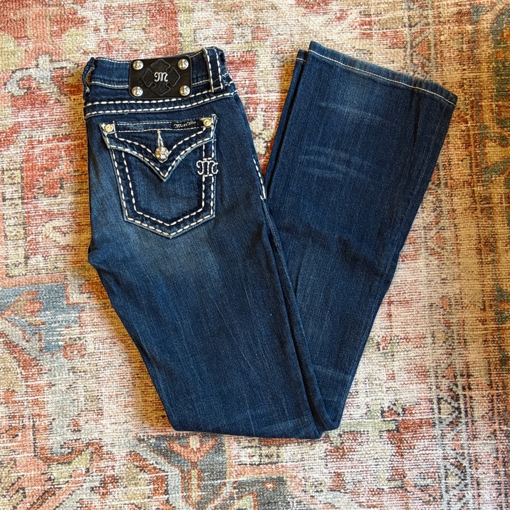 Miss me low rise boot cut jeans with diamond studs. Size 26